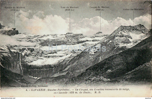 Gavarnie - Le Cirque ses Gradins recouverts de neige sa Cascade - 4 - old postcard - 1935 - France - used - JH Postcards