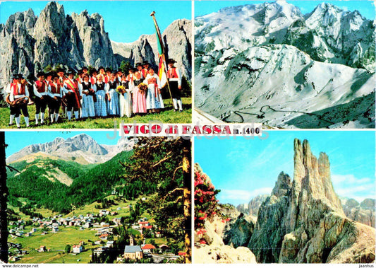Vigo di Fassa 1400 m - folk costumes - 1990 - Italy - used - JH Postcards