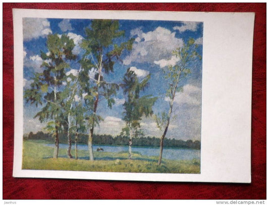 Painting by I. E. Grabar -  at the lake - russian art - unused - JH Postcards