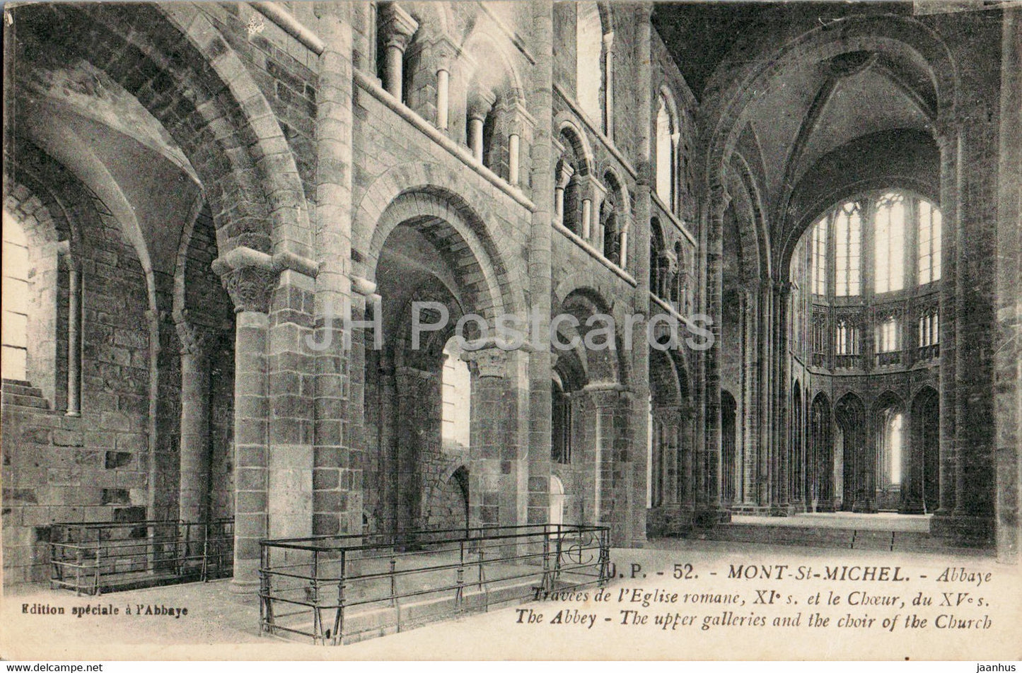Mont Saint Michel - Abbaye Travees de l'Eglise romane - church - 52 - old postcard - France - unused - JH Postcards
