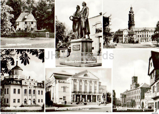 Weimar - Goethes Gartenhaus - Goethe Schiller Denkmal - monument - Schloss - Belvedere - Germany DDR - unused - JH Postcards