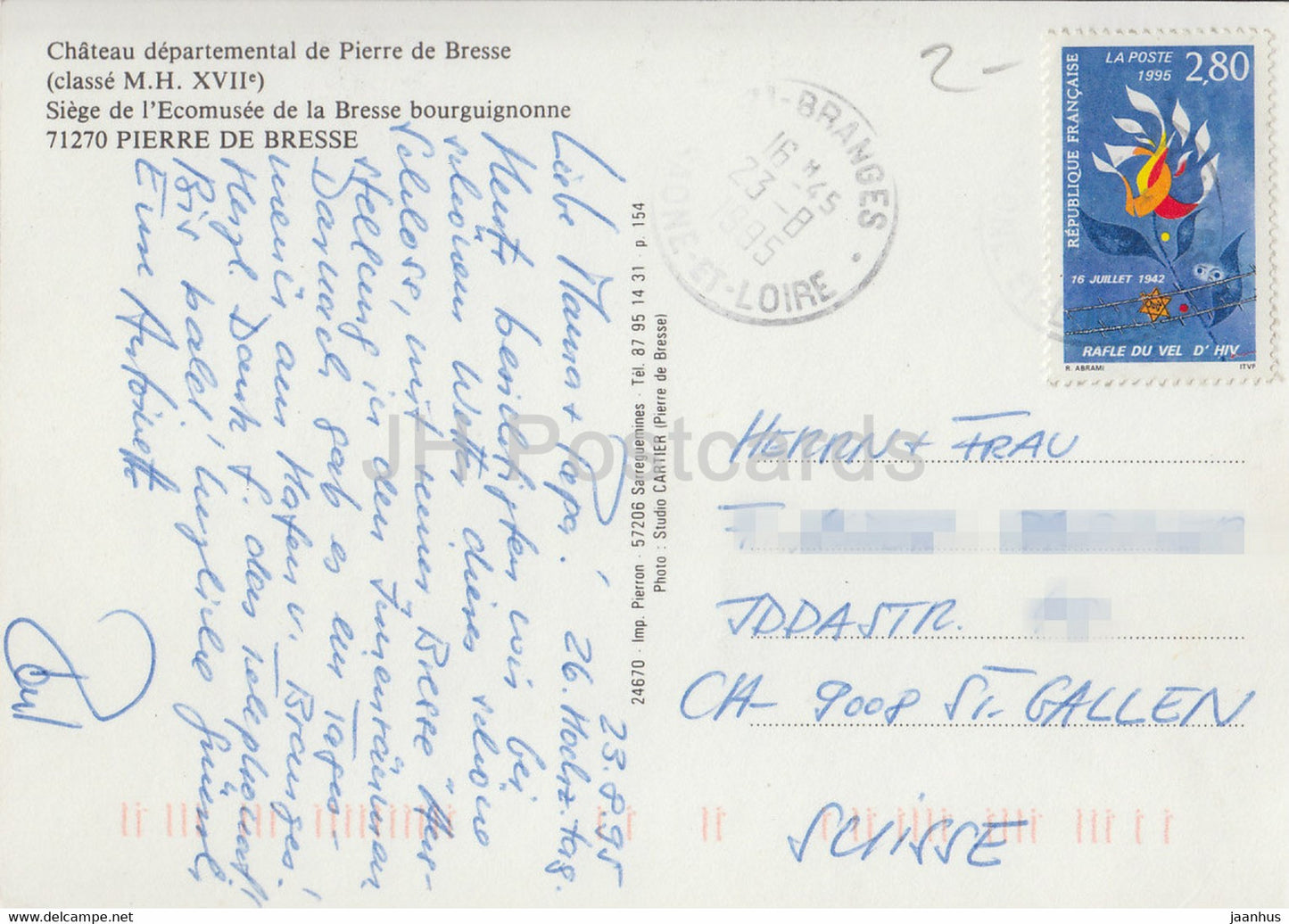 Chateau de departemental de Pierre de Bresse - Siege l'Ecomusee de la Bresse bourguignonne - castle - 1995 France - used