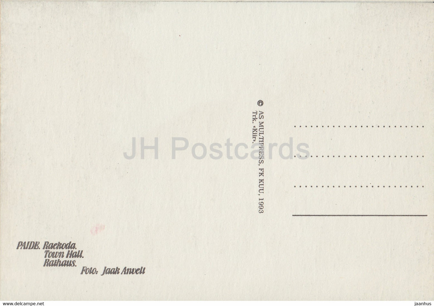 Paide - Town Hall - 1993 - Estonia - unused