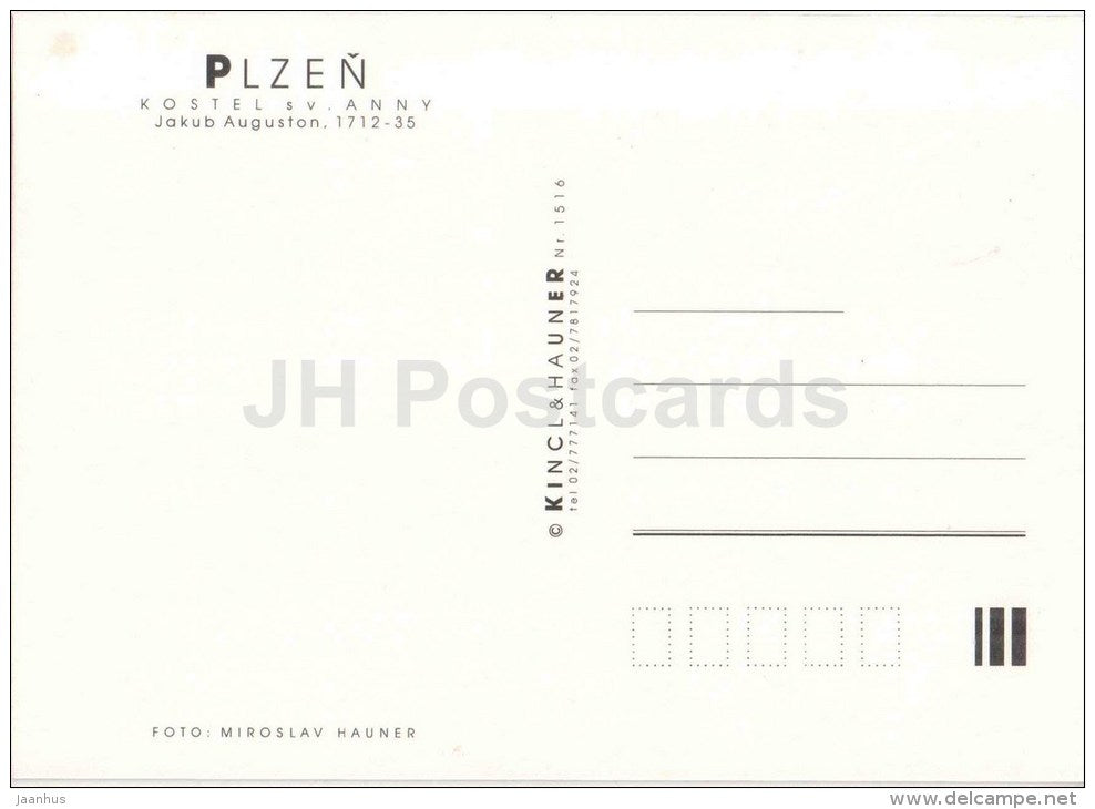 Plzen - St. Anna church - interior - Czech - unused - JH Postcards