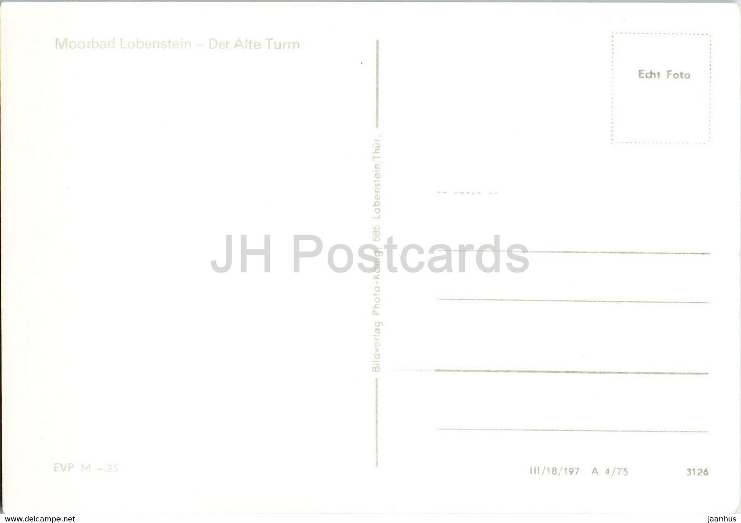 Moorbad Lobenstein - Der Alte Turm - old postcard - Germany DDR - unused