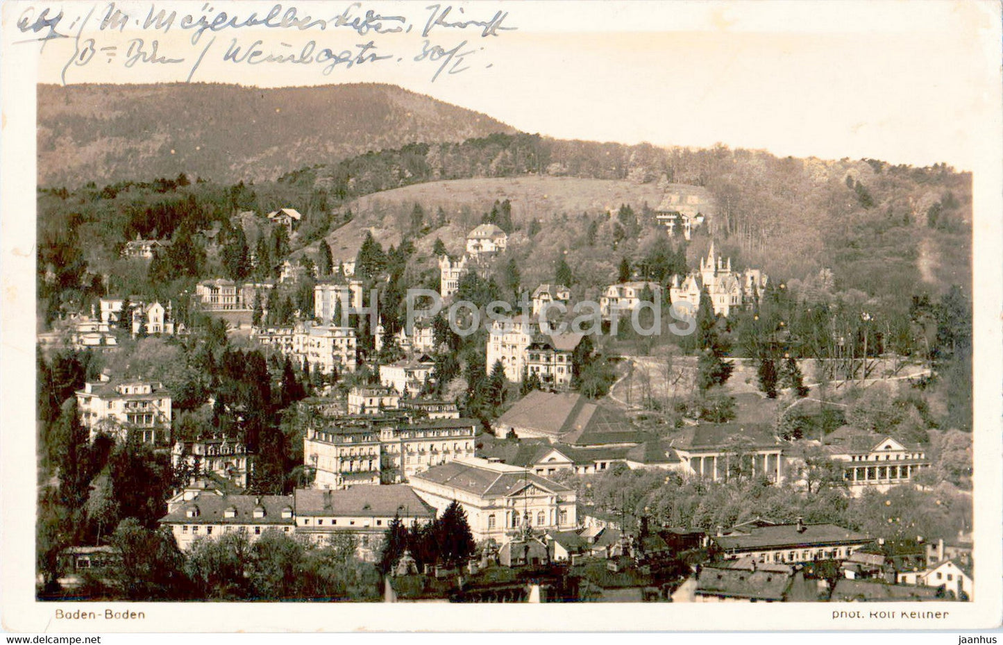 Baden Baden Blick gegen den Friesenberg - old postcard - 1935 - Germany - used - JH Postcards