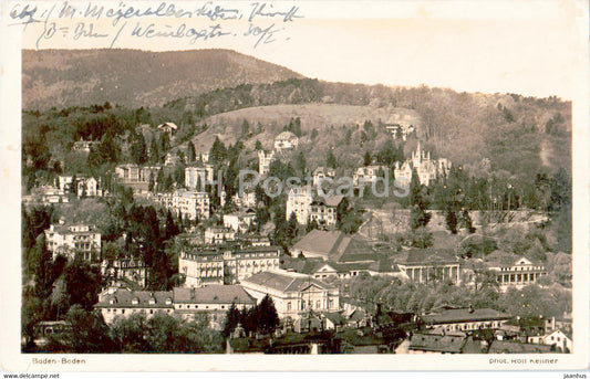 Baden Baden Blick gegen den Friesenberg - old postcard - 1935 - Germany - used - JH Postcards