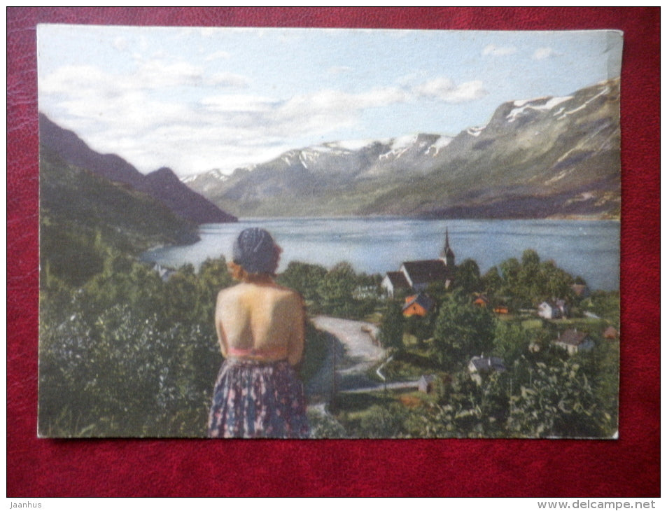 Ullensvang - Hardanger - church - 4811 - old postcard - Norway - unused - JH Postcards