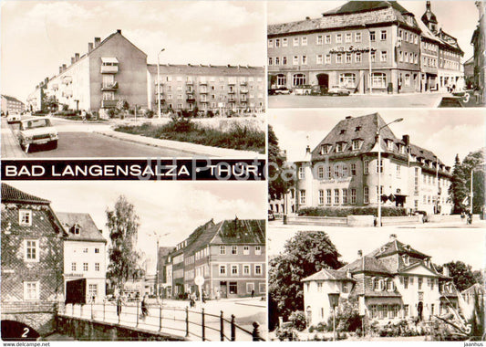 Bad Langensalza - Friedrich Hahn Strasse - Thallmanplatz - hotel - Thur - car - old postcard - 1977 - Germany DDR - used - JH Postcards