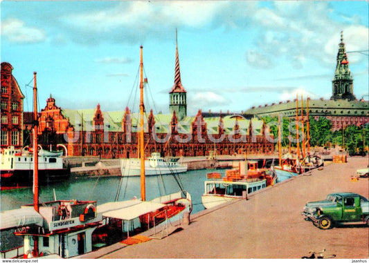 Copenhagen - Kobenhavn - Borsen og Christiansborg - Exchange - castle - boat - ship - 1700/15 - Denmark - unused - JH Postcards