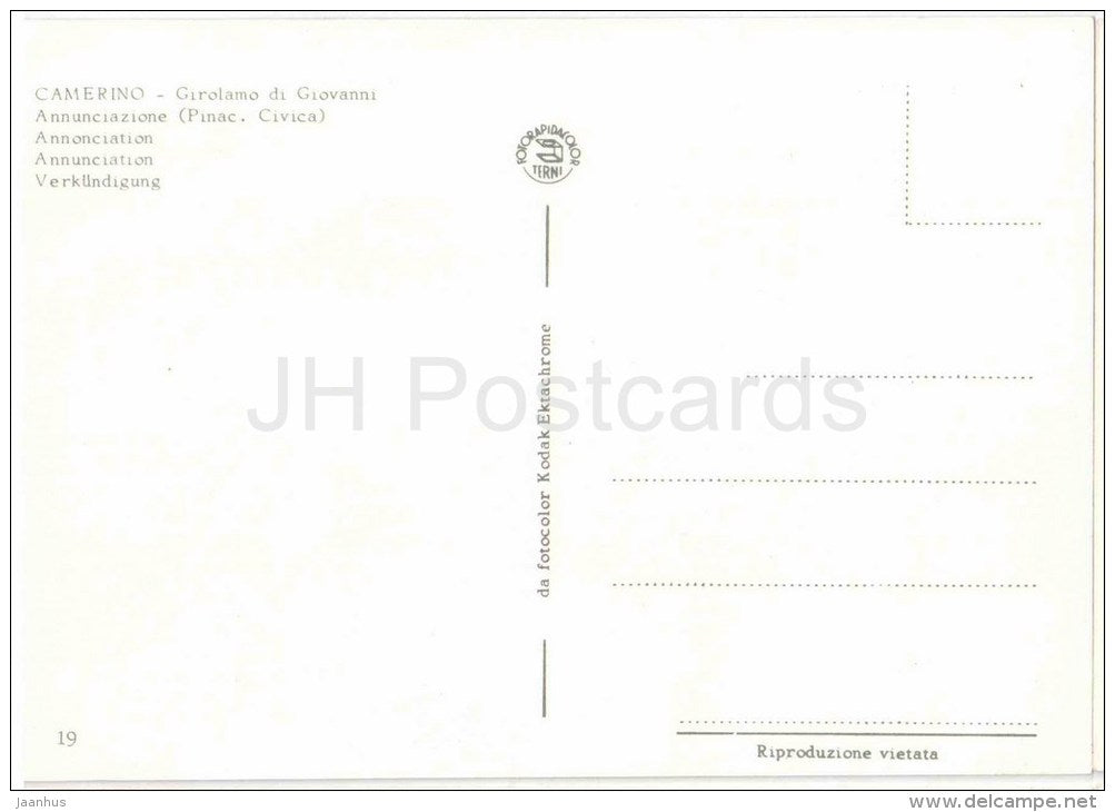 Girolamo di Giovanni , Annunciazione - Annunciation - Camerino - Macerata - Marche - 19 - Italia - Italy - unused - JH Postcards