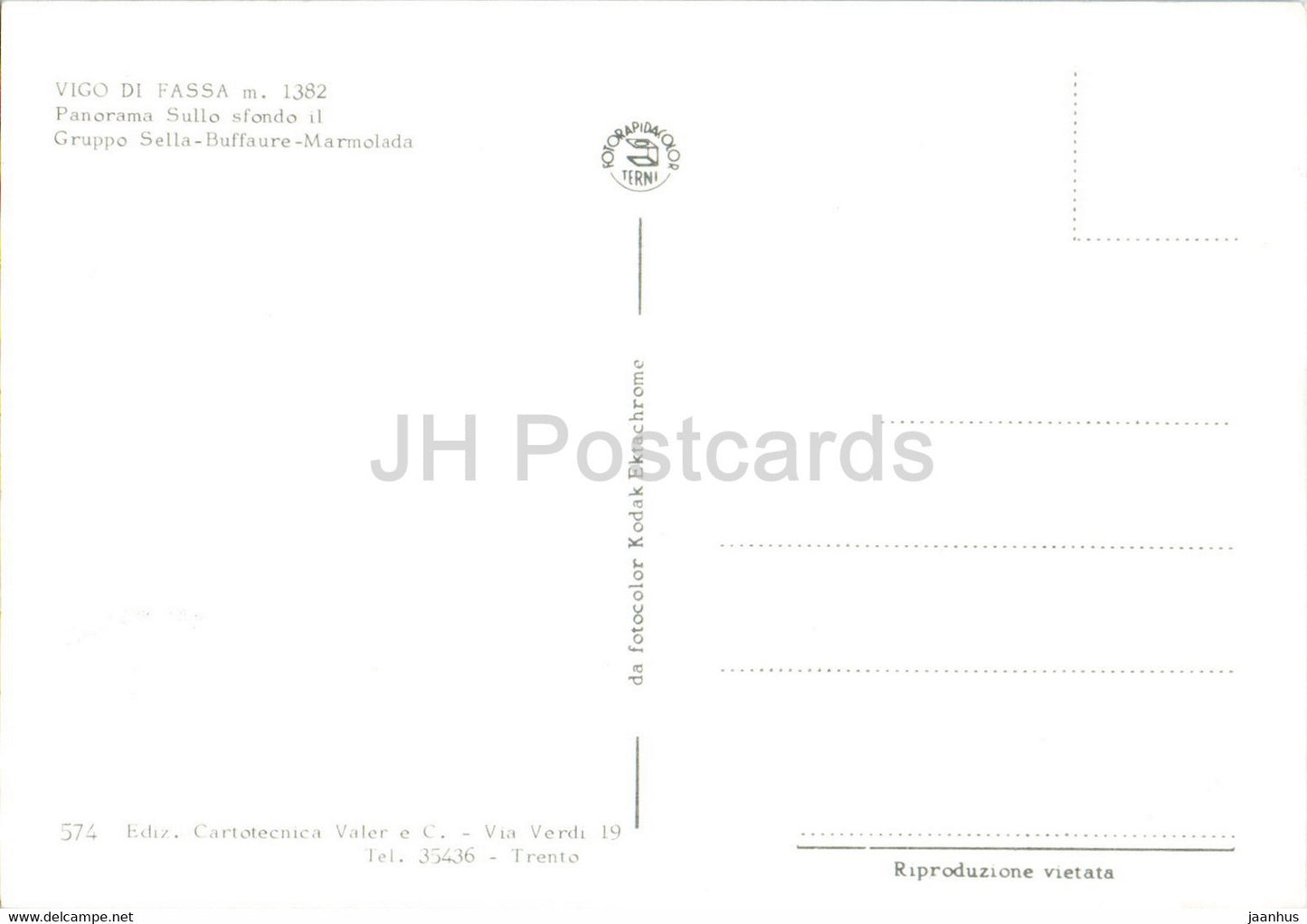 Vigo di Fassa - Panorama sullo sfondo il Gruppo Sella Buffaure Marmolada - Italy - unused