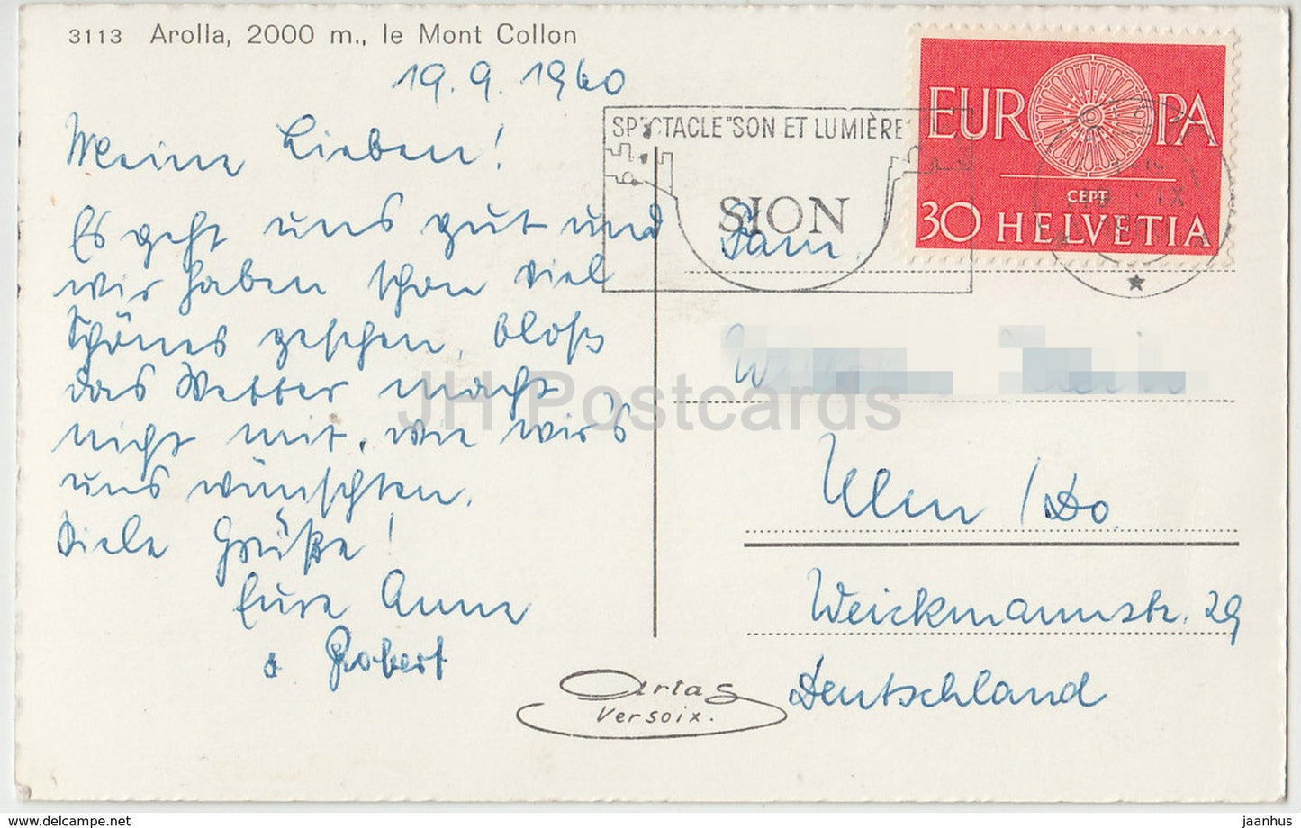 Arolla 2000 m - Le Mont Collon - 3113 - Suisse - 1960 - occasion