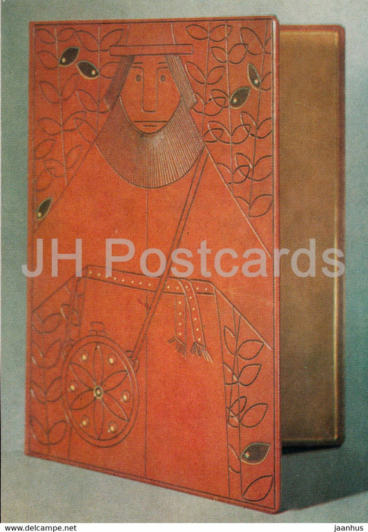 Estonian Leather Art - Estonian Grandfather by Helgi Reemets - Estonian art - 1975 - Russia USSR - unused - JH Postcards