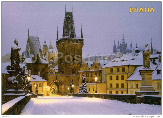 Prague - Praha - Charles bridge and Prague Castle - Czech Republic - unused - JH Postcards