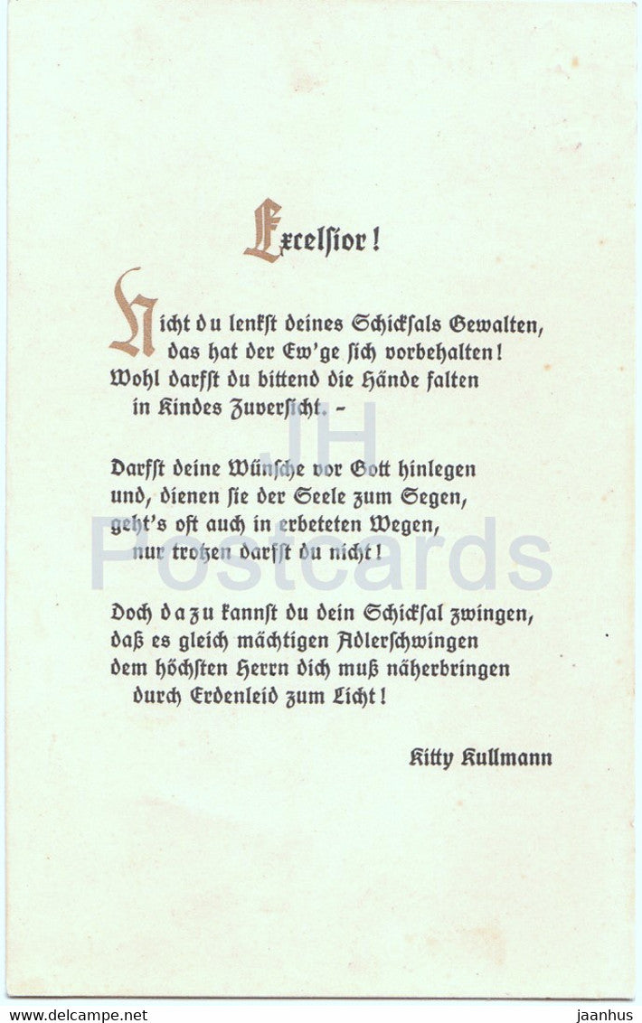 Excelsior - Kitty Kullmann - lyrics - Kullmann Karten - Serie 4 - old postcard - Germany - 1927 - used - JH Postcards