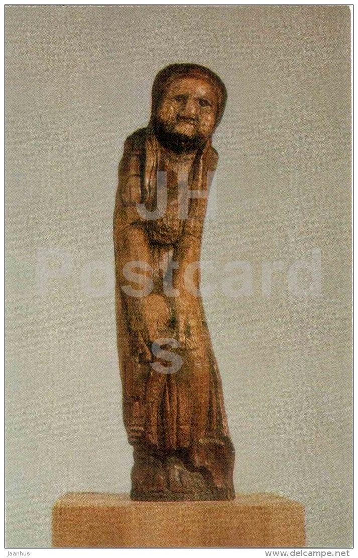 scupture by Sergey Konionkov - Grannie , 1922 - wood - russian art - unused - JH Postcards