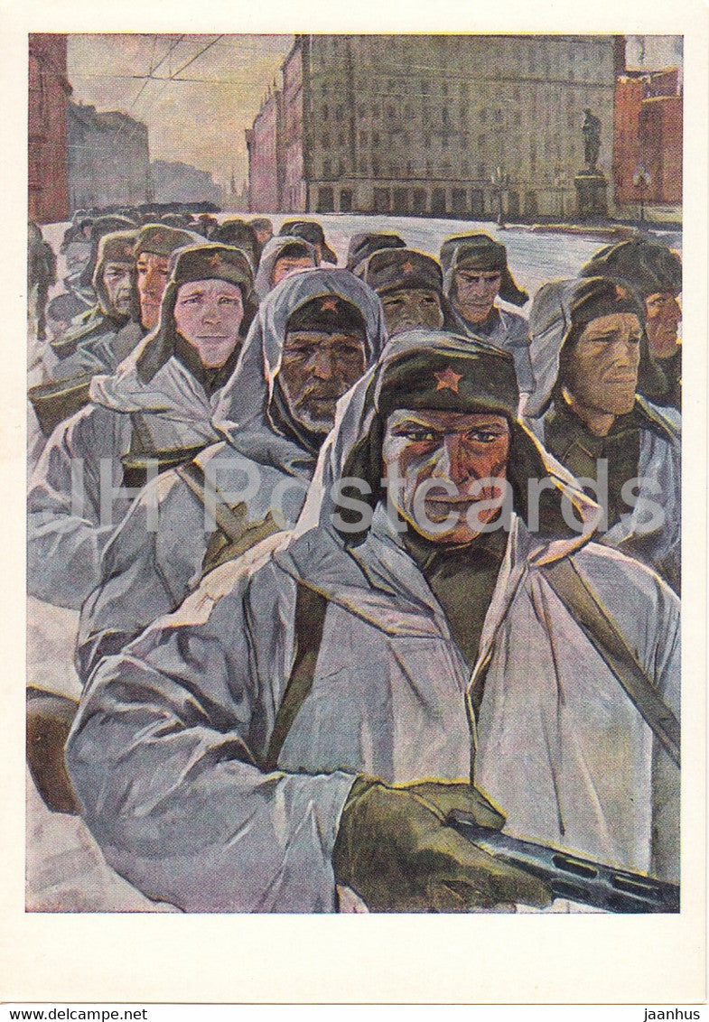 Guarding the World - painting by A. Orlovsky - Soldiers in Winter - military - art - 1965 - Russia USSR - unused - JH Postcards