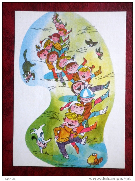 Illustration by Edgar Valter - from book Where These Colors Are? by Jaan Kaplinski - cat - 1981 - Estonia USSR - unused - JH Postcards