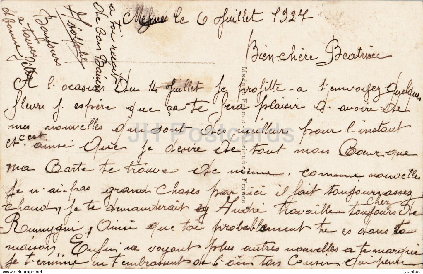 Carte de voeux - Bonne Fête - fleurs dans un panier - Dédé Paris 1090 - carte postale ancienne - 1927 - France - occasion