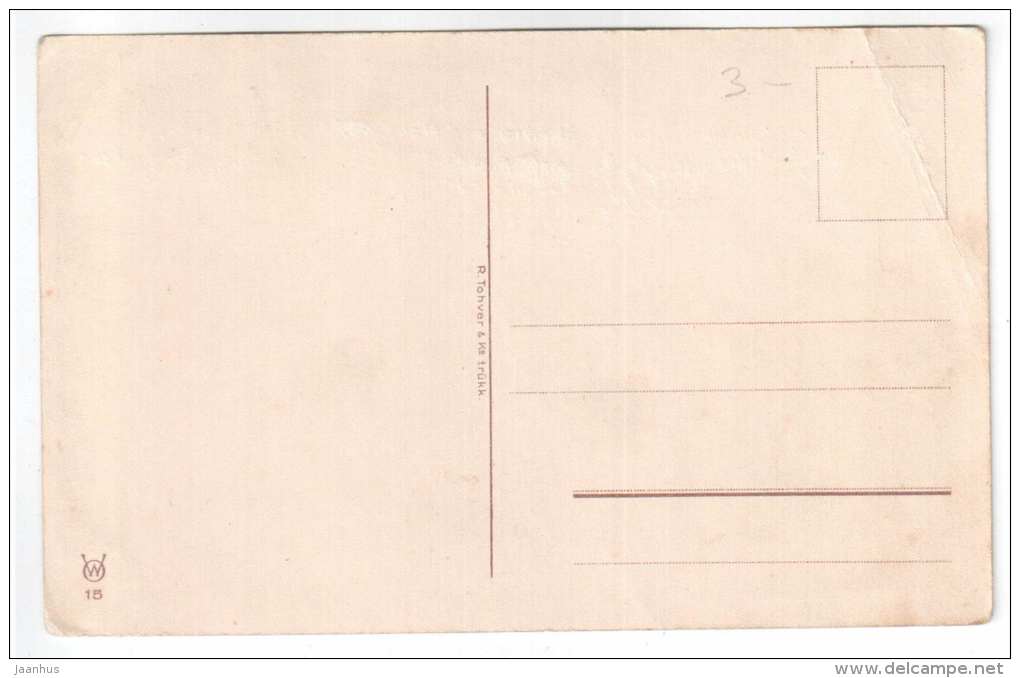 Easter greeting card - landscape - church - WO 15 - old postcard - Estonia - unused - JH Postcards