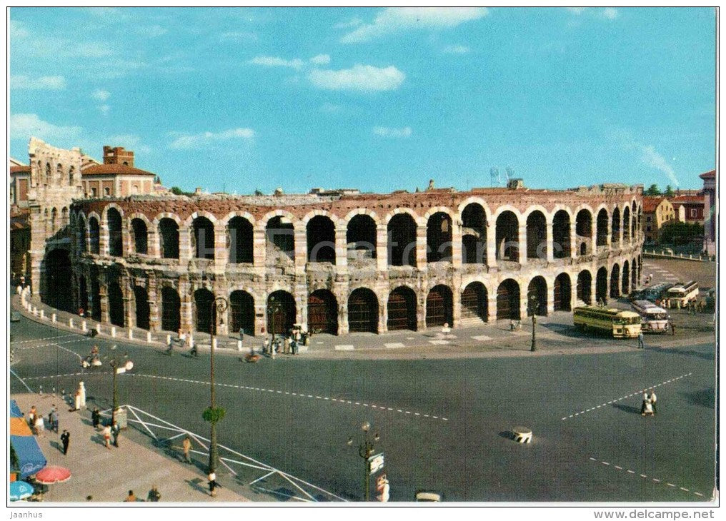 L´Arena - The Arena - Amphitheatre - Verona - Veneto - 18 - Italia - Italy - sent from Italy Verona to Germany 196 - JH Postcards