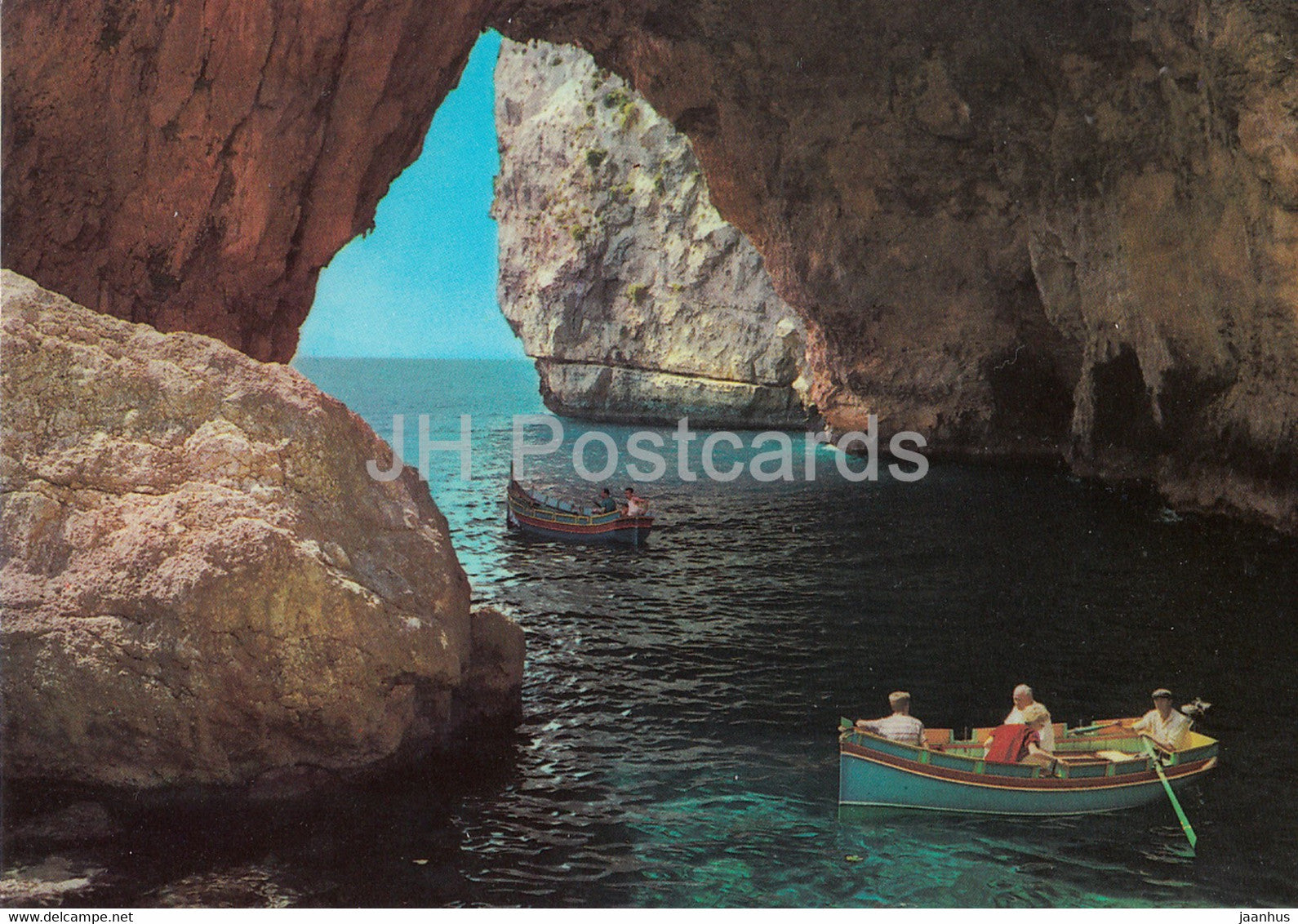 The Blue Grotto - boat - Malta - unused - JH Postcards