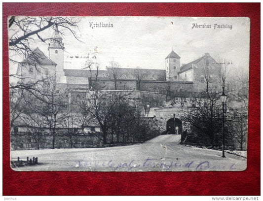 Akershus Faestning - Kristiania - fortress - Norway - old postcard 1906 - sent to Russia - used - JH Postcards