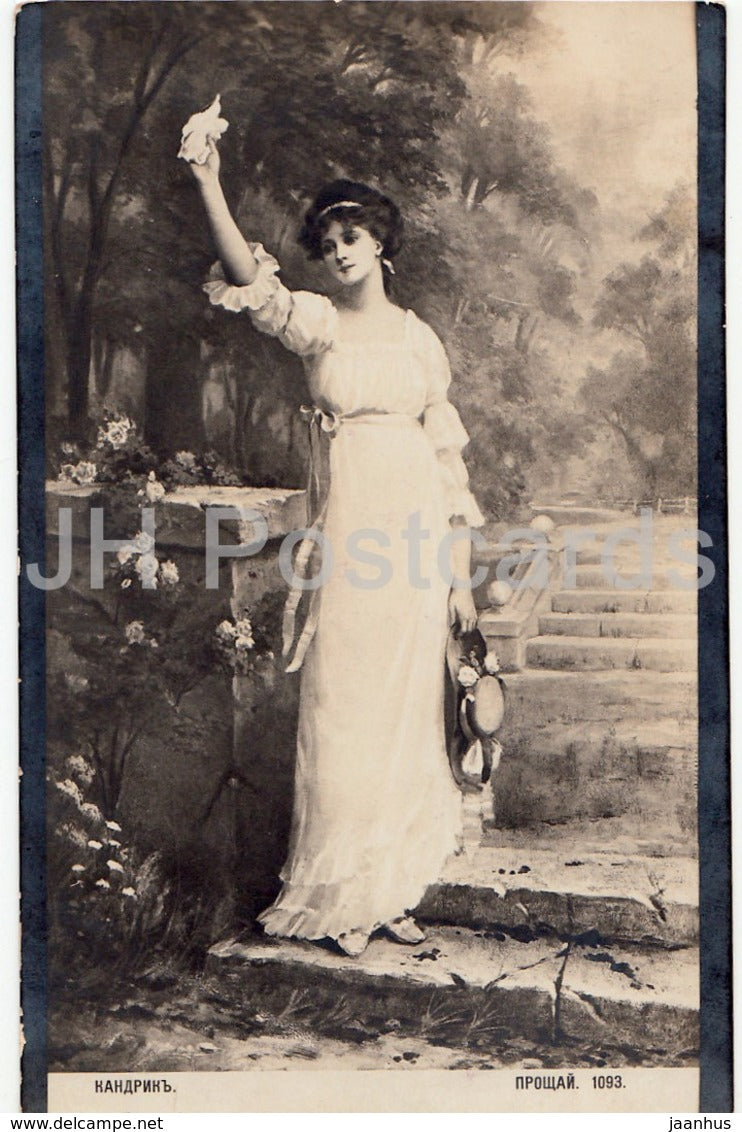 painting by Kandrik - Goodbye - 1093 - art - old postcard - Imperial Russia - unused - JH Postcards