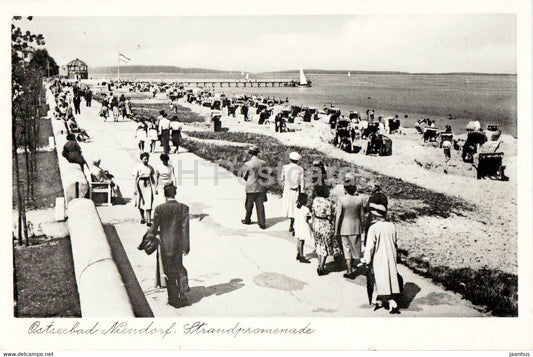 Ostseebad Niendorf - Strandpromenade - beach - old postcard - 1954 - Germany - used - JH Postcards