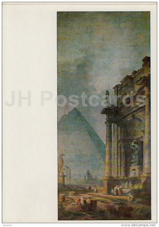 painting  by Hubert Robert - Ruins and Pyramide - French art - 1971 - Russia USSR - unused - JH Postcards