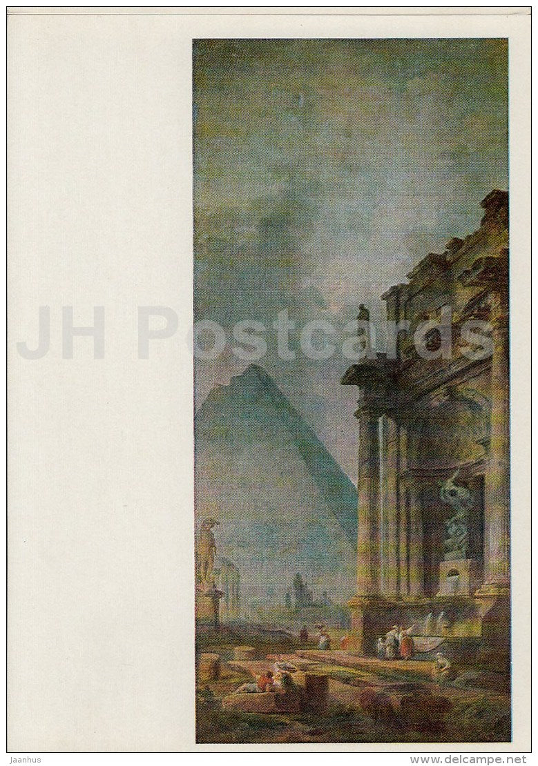 painting  by Hubert Robert - Ruins and Pyramide - French art - 1971 - Russia USSR - unused - JH Postcards