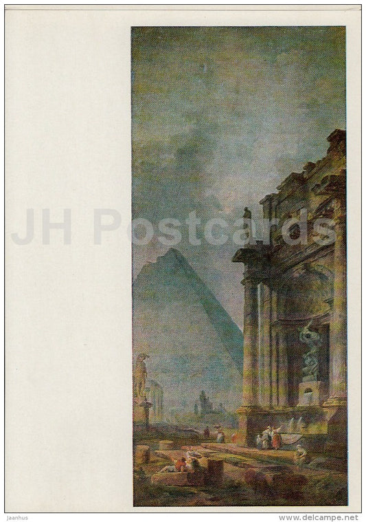 painting  by Hubert Robert - Ruins and Pyramide - French art - 1971 - Russia USSR - unused - JH Postcards