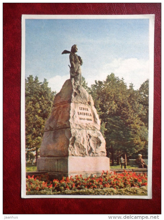 monument to poet Lydia Koidula - Pärnu - 1955 - Estonia USSR - unused - JH Postcards