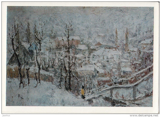 painting by A. Sotskov - Winter . Goryachy Klyuch , 1968 - Russian art - Russia USSR - 1987 - unused - JH Postcards
