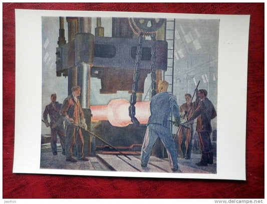 Painting by A. A. Deyneka - smiths, 1957 - russian art - unused - JH Postcards