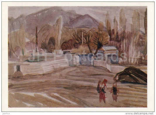 painting by M. Mironova - Evening . Armenia series , 1972 - Russian art - 1978 - Russia USSR - unused - JH Postcards