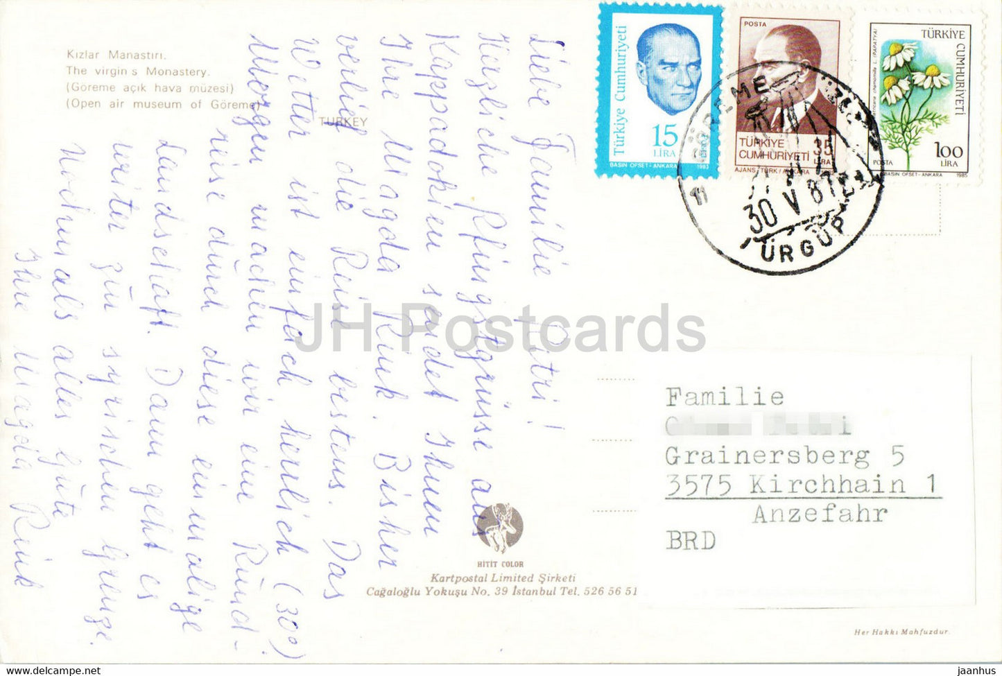 Goreme - Monastère de la Vierge - Musée en plein air de Goreme - Hitit - 1987 - Turquie - occasion