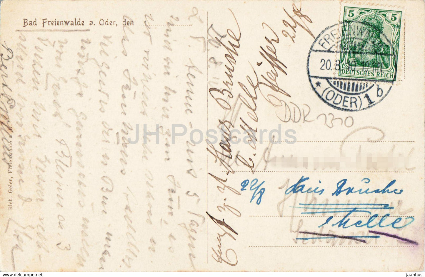 Bad Freienwalde a Oder - Baa See - boat - old postcard - 1910 - Germany - used