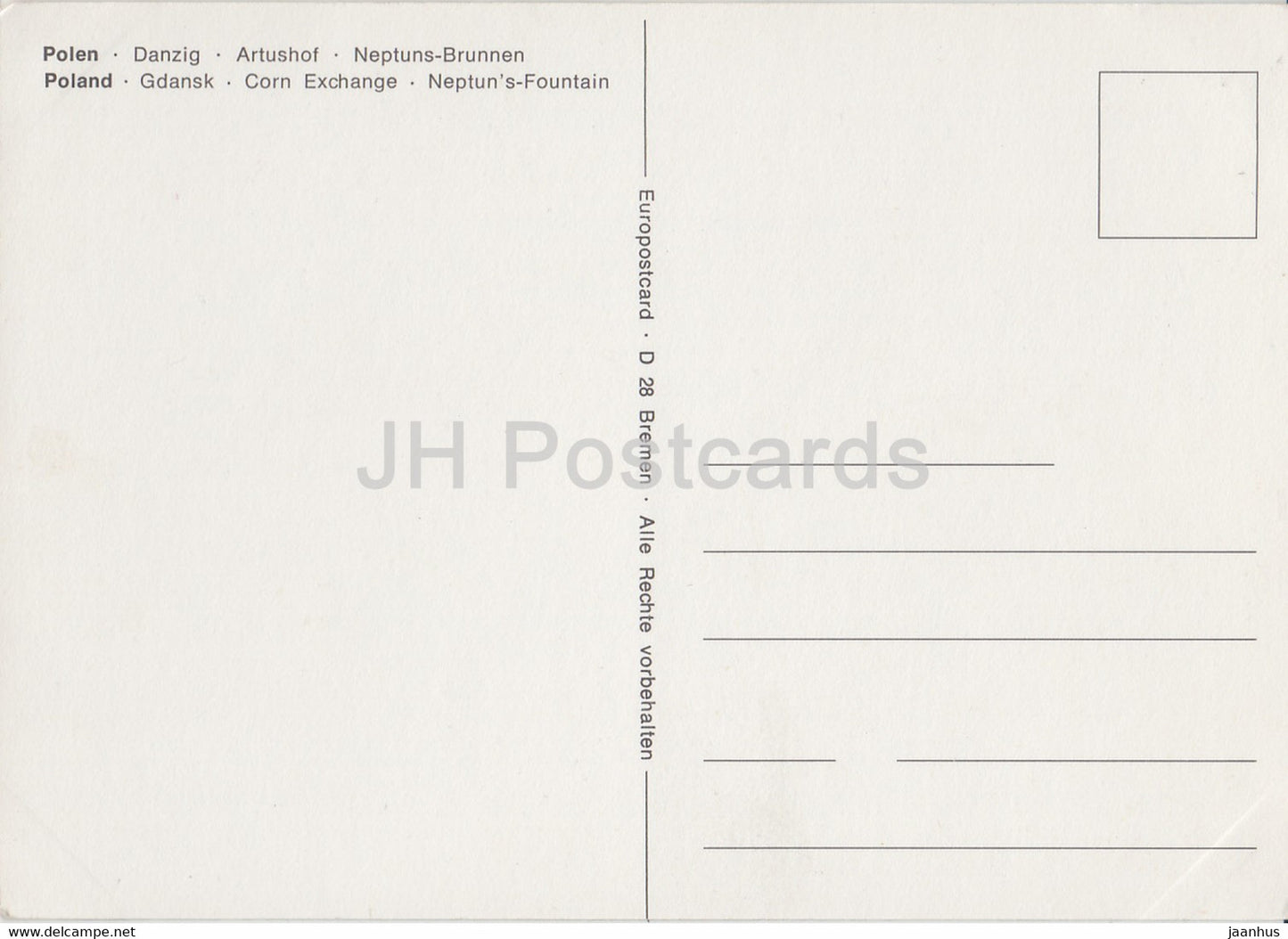 Gdansk - Dantzig - Artushof - Neptuns Brunnen - Corn Exchange - Fontaine de Neptun - Pologne - inutilisé