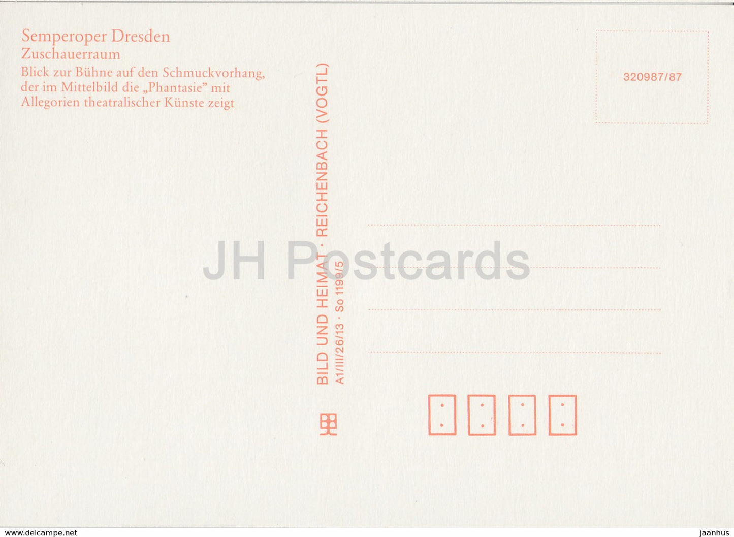 Semperoper Dresden - Zuschauerraum - Phantasie - Opéra de Dresde - DDR Allemagne - inutilisé