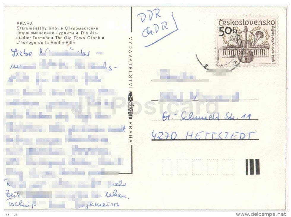 Praha - Prague - The Old Town Clock - Czechoslovakia - Czech - used 1984 - JH Postcards