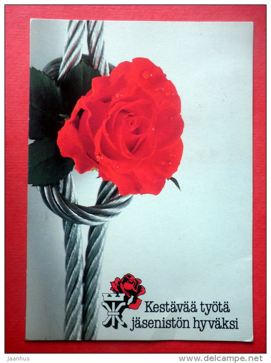 Greeting Card - rose - flowers - EUROPA CEPT - Finland - sent from Finland Helsinki to USSR Estonia 1986 - JH Postcards