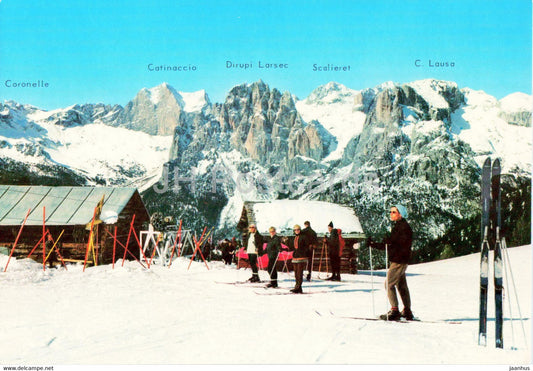 Buffaure - Pozza di Fassa - Veduta intervale con le Dolomiti del Catinaccio - skiing - Italy - unused - JH Postcards