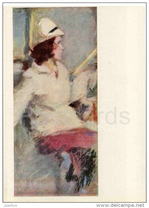 painting by M. Bozhiy - Etude , 1963 - woman - ukrainian art - unused - JH Postcards