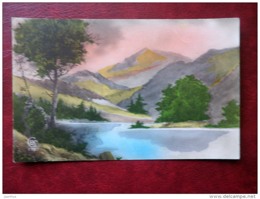nature - mountains - landscape - sunset - CEKO 1787 - old postcard - circulated in Estonia - France - used - JH Postcards