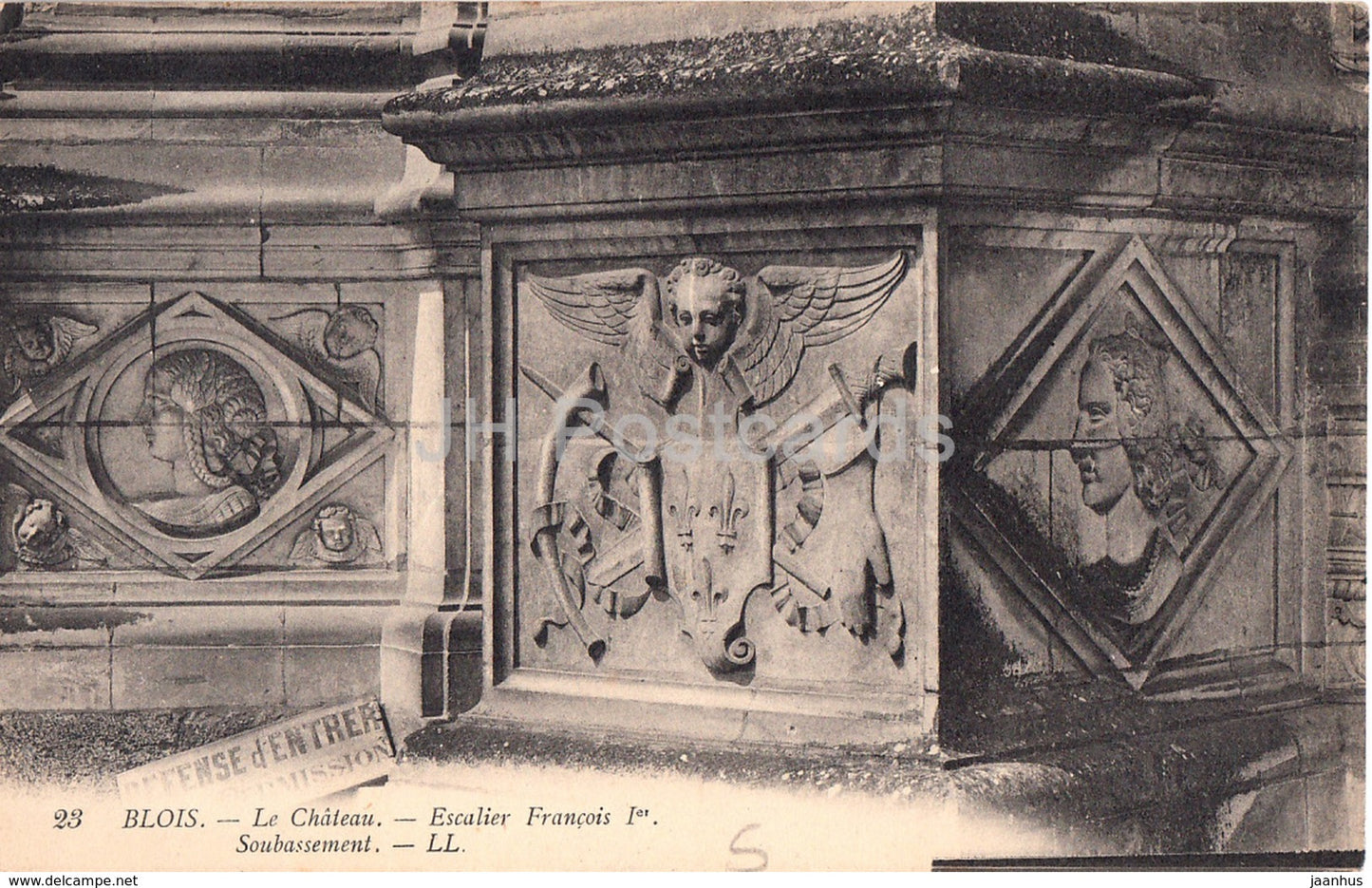 Blois - Le Chateau - Escalier Francois Ier - Soubassement - 23 - old postcard - France - unused