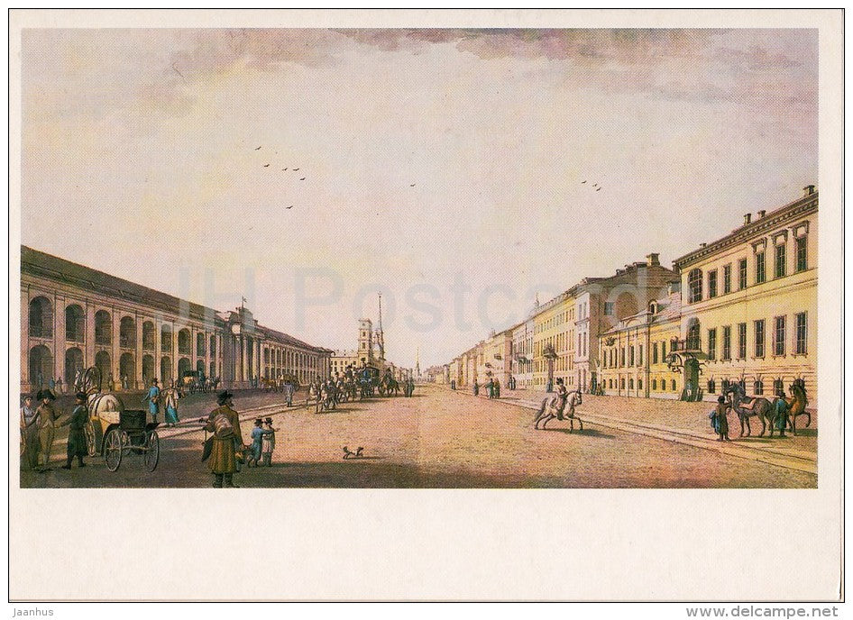 painting by Benjamin Patersen - Nevski prospekt - St. Petersburg - Swedish art - Russia USSR - 1984 - unused - JH Postcards