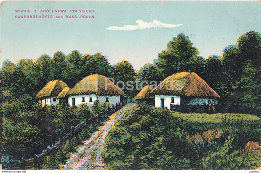 Widoki z Krolestwa Polskiego - Bauerngehofte aus Russ Polen - Feldpost - old postcard - 1918 - Poland - used - JH Postcards