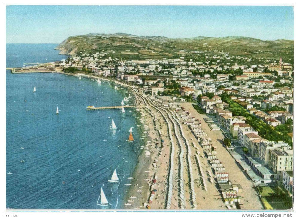 Panorama dall´aereo - beach - Cattolica - Rimini - 8012 - Italia - Italy - sent from Italy to Germany 1960 - JH Postcards